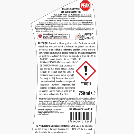 Gel dezinfectant WC pin 750ml