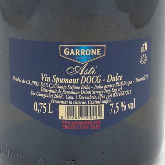 Vin spumant alb dulce Asti Dolce, 7.5%, 0.75l