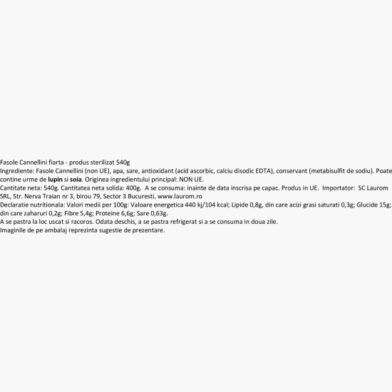 Fasole Cannellini fiartă 540g