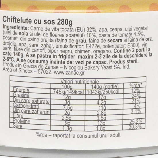 Chifteluțe în sos de roșii 280g