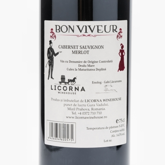Vin roșu sec Cabernet Sauvignon & Merlot, 14.3%, 0.75l