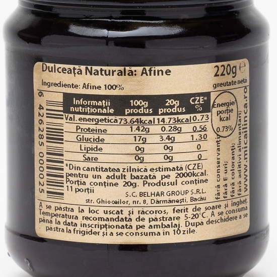 Dulceață naturală de afine 220g
