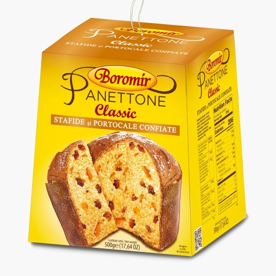 Panettone Classic cu stafide și portocale confiate 500g