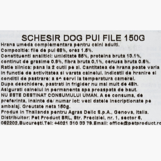 Hrană umedă pentru câini, 150g, cu pui file