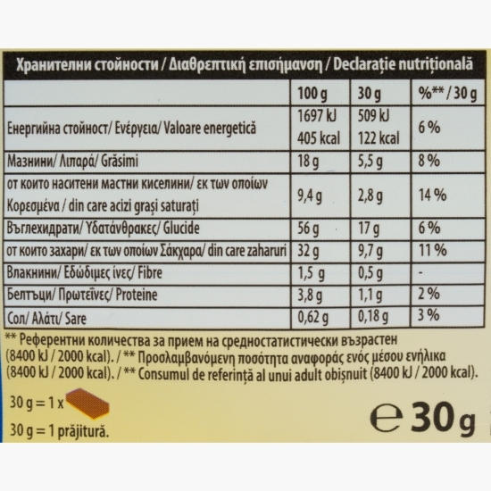 Cake Bar prăjitură cu umplutură de vanilie 30g