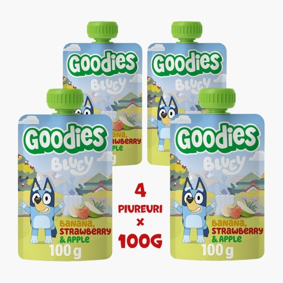 Piure de banane, căpșune și mere și Bluey, +3 ani, 4x100g