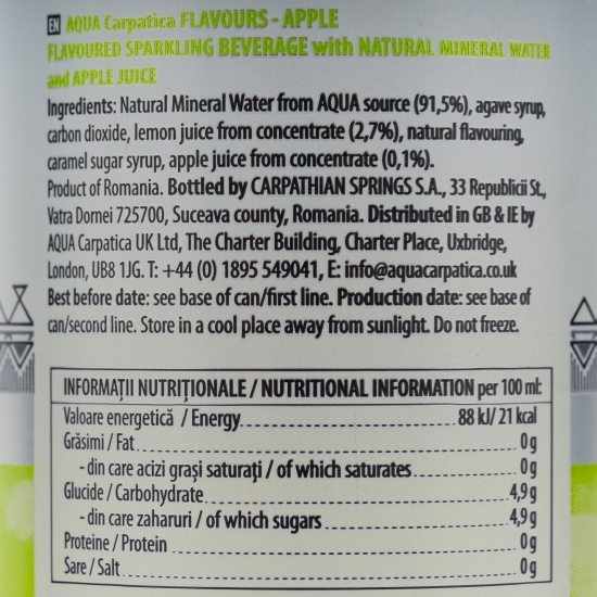 Apă minerală aromatizată cu măr 0.33l