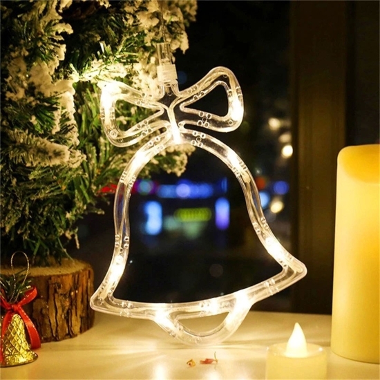 Decorațiune de Crăciun luminoasă în formă de Clopoțel, cu ventuză, 15x18 cm