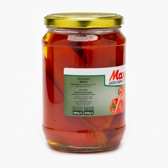 Ardei capia copți și decojiți în oțet 680g