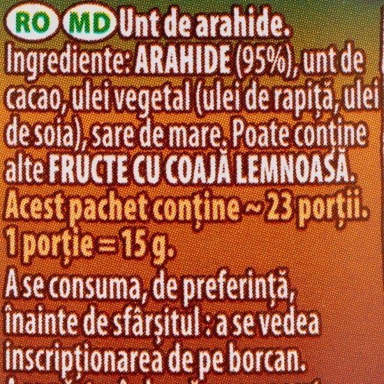 Cremă de arahide crocante fără zahăr adăugat 340g