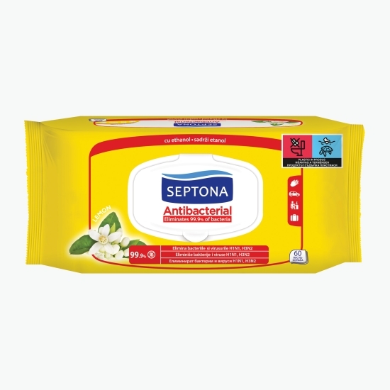 Șervețele umede antibacteriene cu lămâie, 60 buc