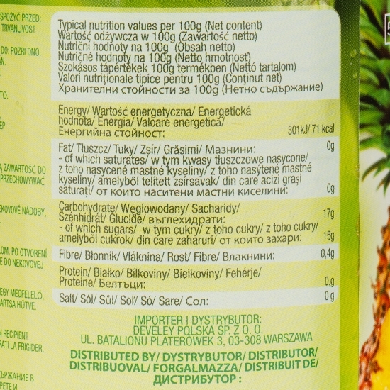 Ananas rondele în sirop, conservă 570g