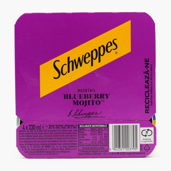 Băutură carbogazoasă Blueberry Mojito doză 4x330ml