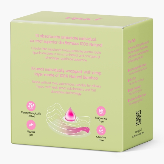 Absorbante de zi din bambus natural, 10 buc
