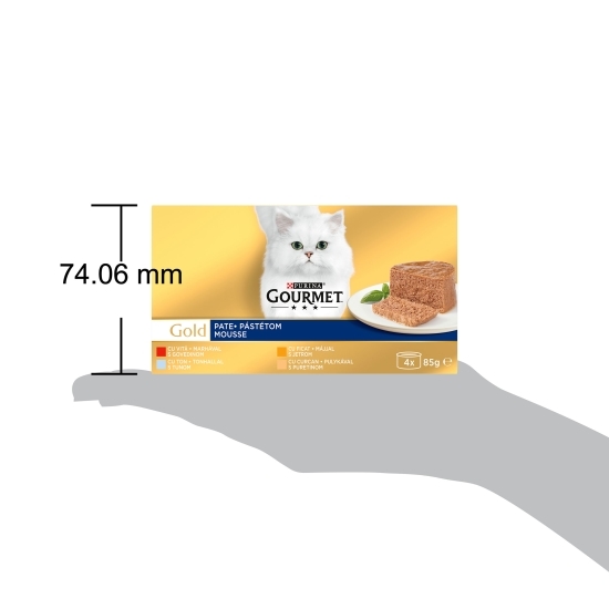 Hrană umedă pentru pisici, 4x85g, Multipack Mousse vită, ton, ficat și curcan