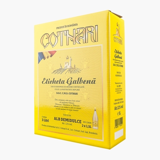 Vin alb demidulce Eticheta Galbenă, 11%, bag in box 3l