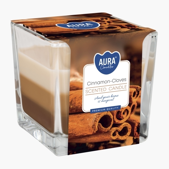 Lumânare parfumată în pahar în trei culori - Scorțișoară-Cuișoare