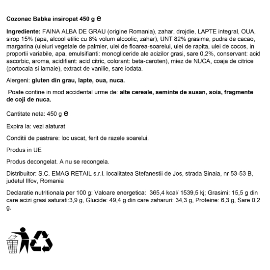 Cozonac babka însiropat 450g