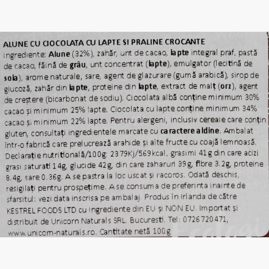 Alune de pădure cu ciocolată cu lapte și praline crocante 100g