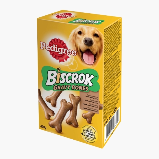 Hrană complementară pentru câini adulți, 400g, Biscrok Gravy Bones