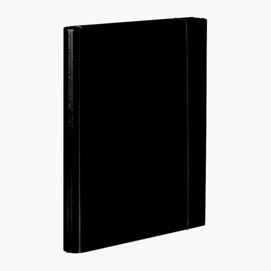 Mapă carton plastifiat, cu elastic, 25mm, negru