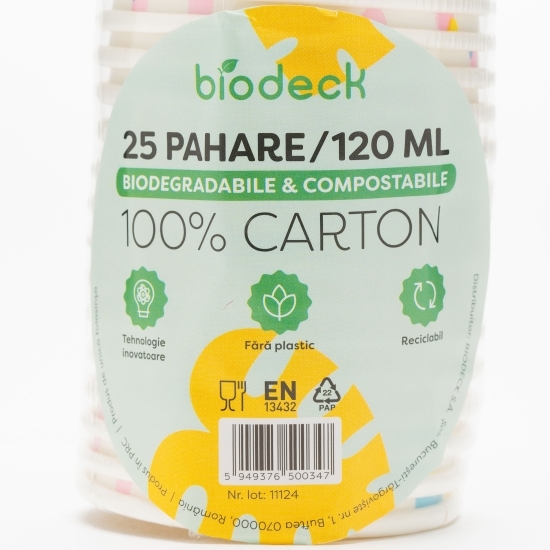 Pahare carton zero plastic bio Artwork 120ml, 25 buc