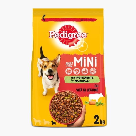 Hrană uscată pentru câini adulți de talie mică, 2kg, cu vită și legume