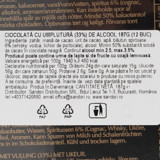 Praline Chocolate Liqueurs 187g (12 buc)