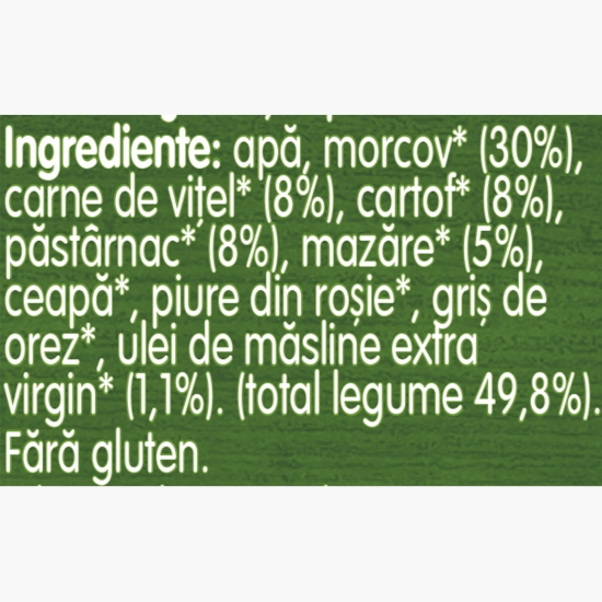 Piure ecologic de legume cu vițel și cartofi, +6 luni, 190g