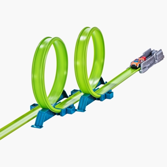 Set pistă cu mașinuță metalică Shark Attack track, +4 ani