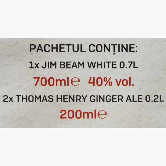 Pachet: Bourbon Whiskey White, 40%, USA, 0.7l + 2 x Ginger Ale 0.2l
