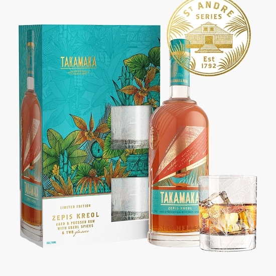 Rom Spiced St. Andre Zepis Kreol, 43% alc., 700ml + 2 pahare