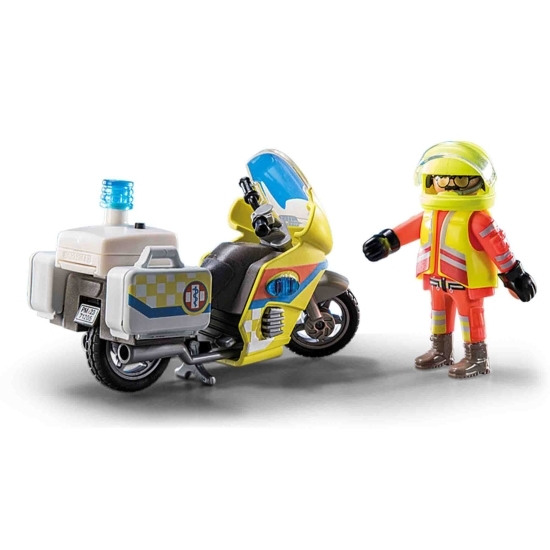 Set figurine - motocicletă de intervenții cu lumini, 3+ ani
