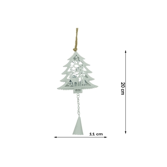 Ornament de brad Pom de Crăciun alb, metal, 20 cm