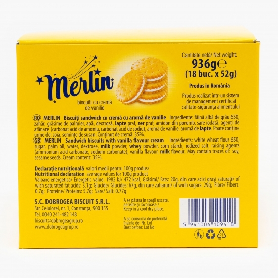 Biscuiți sandwich cu cremă de vanilie 936g (18x52g)