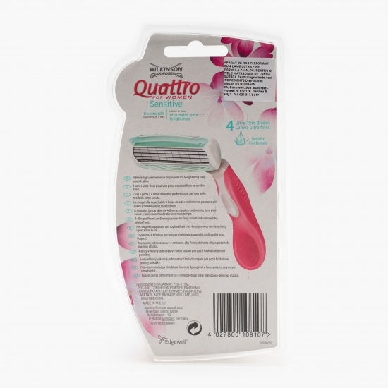 Aparat de ras cu 4 lame Quatro Sensitive femei 3 buc