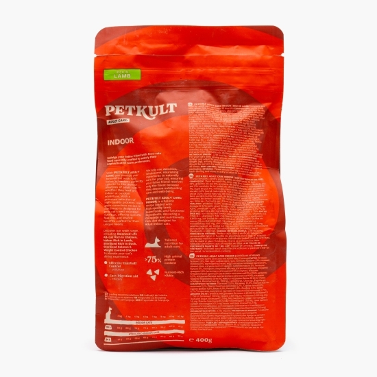 Hrană uscată pentru pisici adulte de interior Adult Care Indoor, cu miel 400g