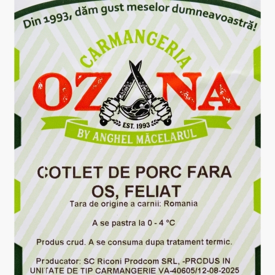 Cotlet de porc fără os, feliat 750g