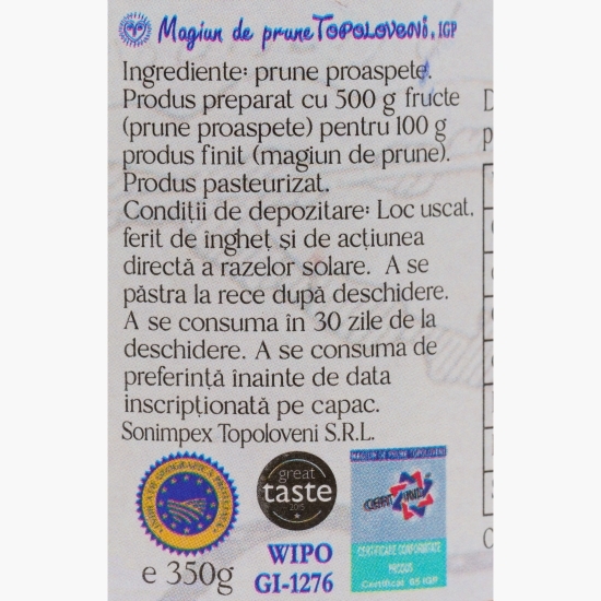 Magiun de prune, fără zahăr 350g