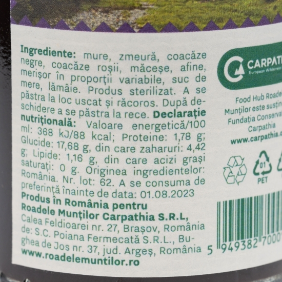 Sirop din fructe de pădure fără zahăr 0.2l