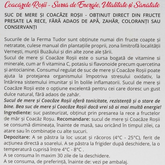 Suc de mere și coacăze roșii, bag in box 2l