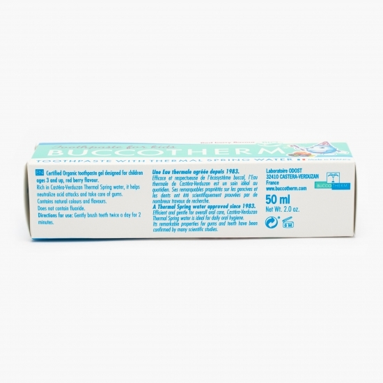 Pastă de dinți pentru copii fără fluor cu aromă de fructe de pădure roșii, bio 50ml