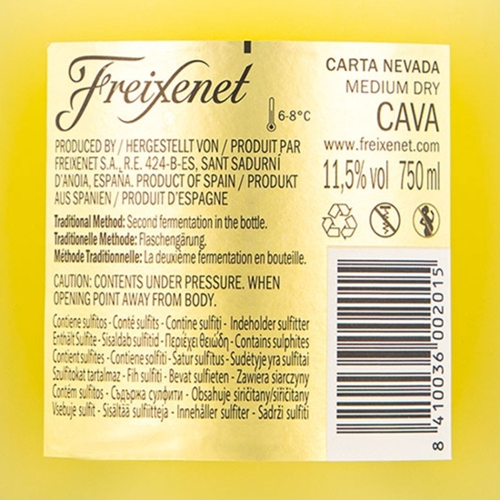 Vin spumant alb demisec Cava Carta Nevada, 11.5%, 0.75l