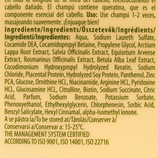 Șampon regenerant cu keratină Tratament Expert 400ml