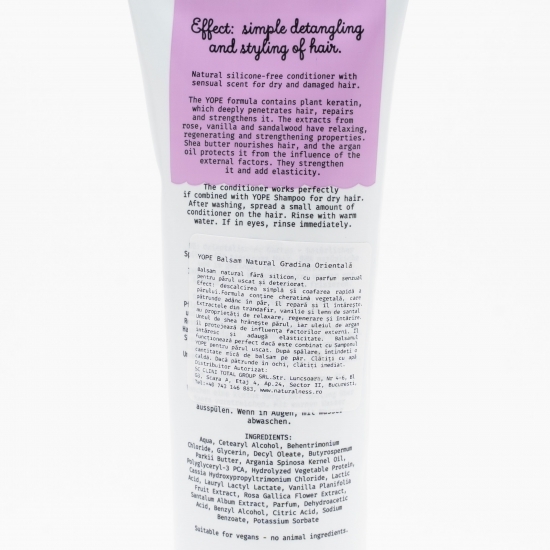 Balsam natural pentru păr uscat și deteriorat, Oriental Garden 170ml
