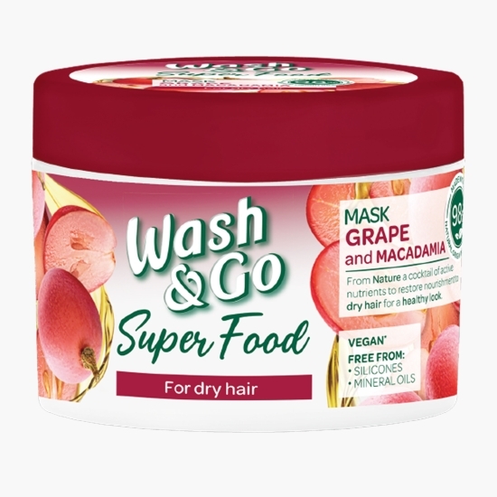 Mască pentru păr uscat, strugure și macadamia, Super Food 300ml