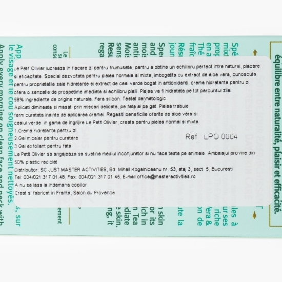 Cremă de zi hidratantă cu aloe vera&ceai verde 50ml