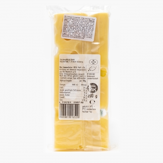 Brânză Emmentaler eco fără lactoză 45% grăsime 200g 