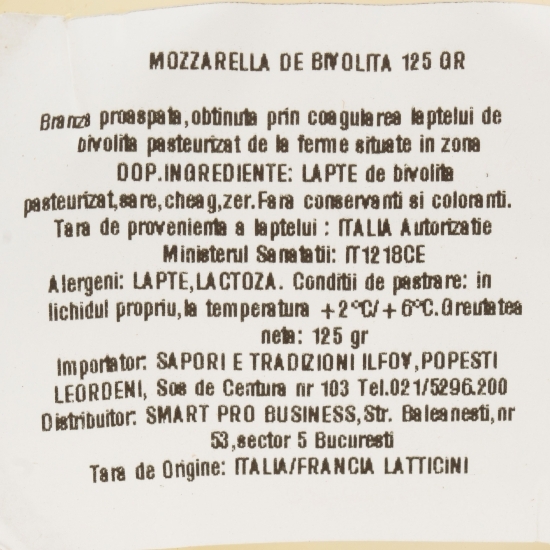 Mozzarella din lapte de bivoliță 125g