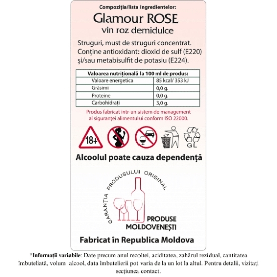 Vin rose demidulce, Reserva 0.75l